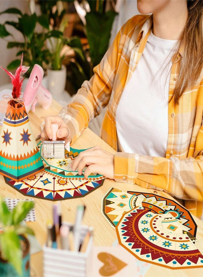 WinnerWhy 24 Pcs Native American Tee Pee Crafts Kits for Kids Make Your Own Teepee Crafts DIY Native American Month Tent Decoration Craft Kit Tee Pee DIY Crafts School Culture Celebration Activities - Image 4